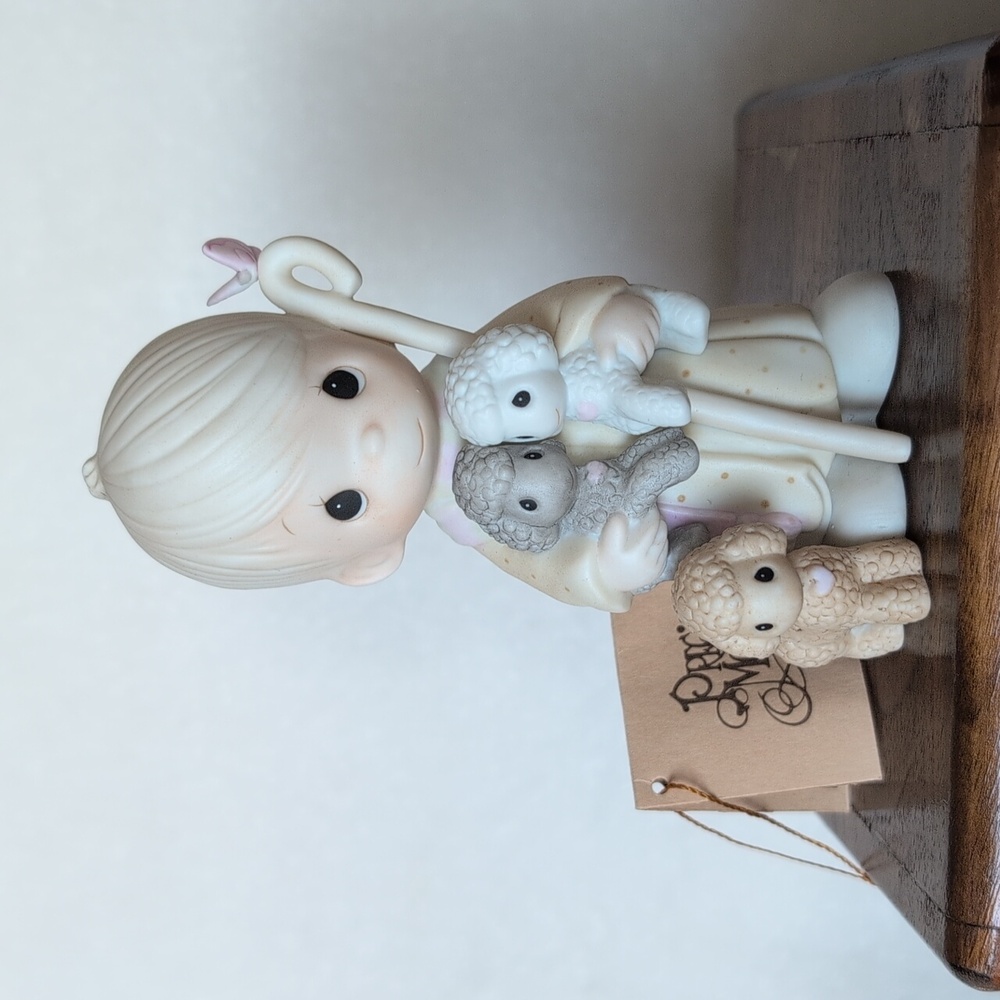 Vintage Precious Moments 'We Belong To The Lord' Boy Holding Two Sheep